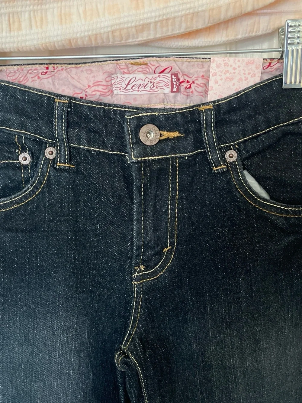 Levi's Dark Blue Jeans with Yellow Gingham Top